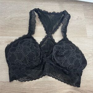 Aerie Black Floral Lace Bralette Size M NWOT